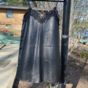 Zara leather (faux) and lace LBD